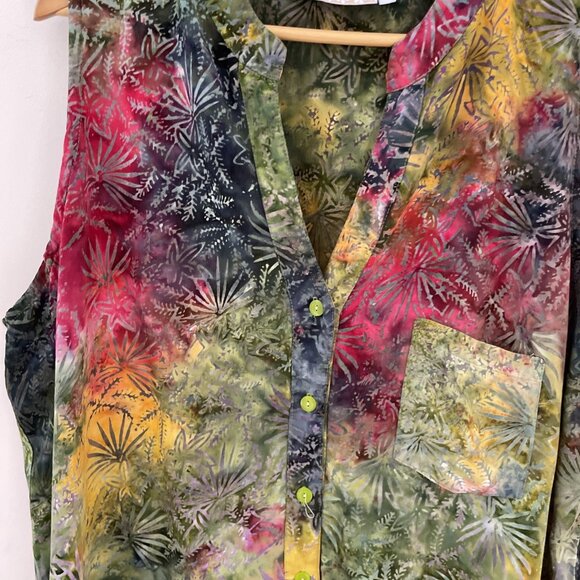 Bermuda Trapper Hawaiian Shirt Womens's Size 3X Colorful Button Up Tiki Resort - Picture 2 of 9